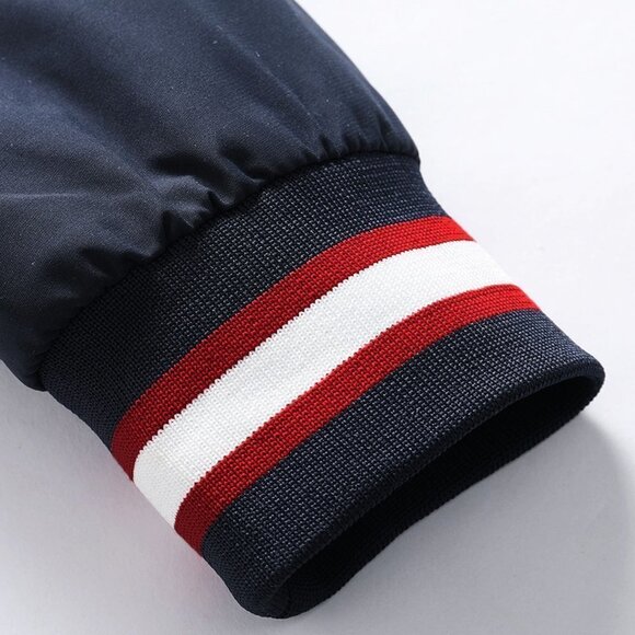 Blue Casual Mens Striped Trim Zip Up Jacket - Picture 4 of 6